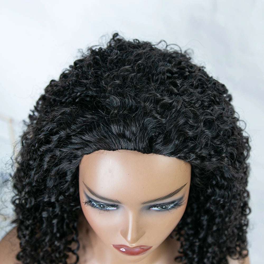 Flip Over Kinky Curly Coily Curly Wig Half Wig Seamless  for Woman