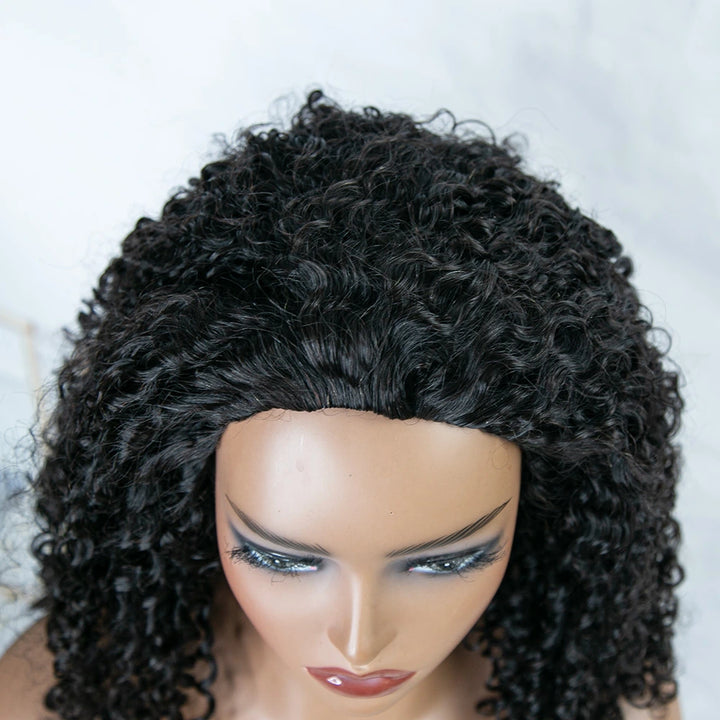 Flip Over Kinky Curly Coily Curly Wig Half Wig Seamless  for Woman