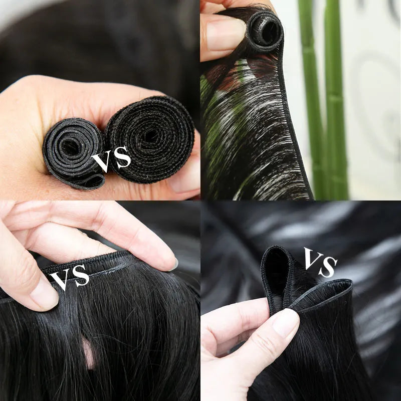 Ultra Thin Genius Weft Bundle Human Hair Extensions Light Yaki