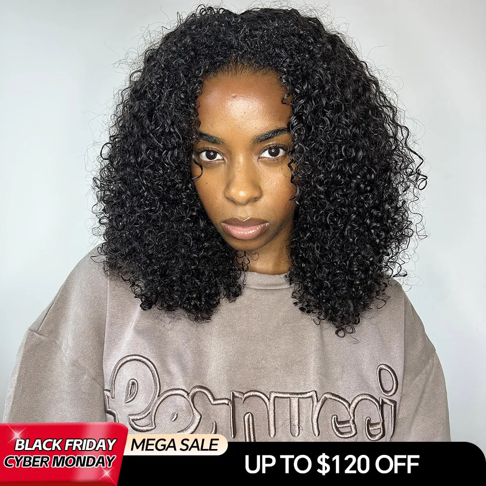 Burmese Curly Half Wig Flexible Fit Drawstring Human Hair Wig