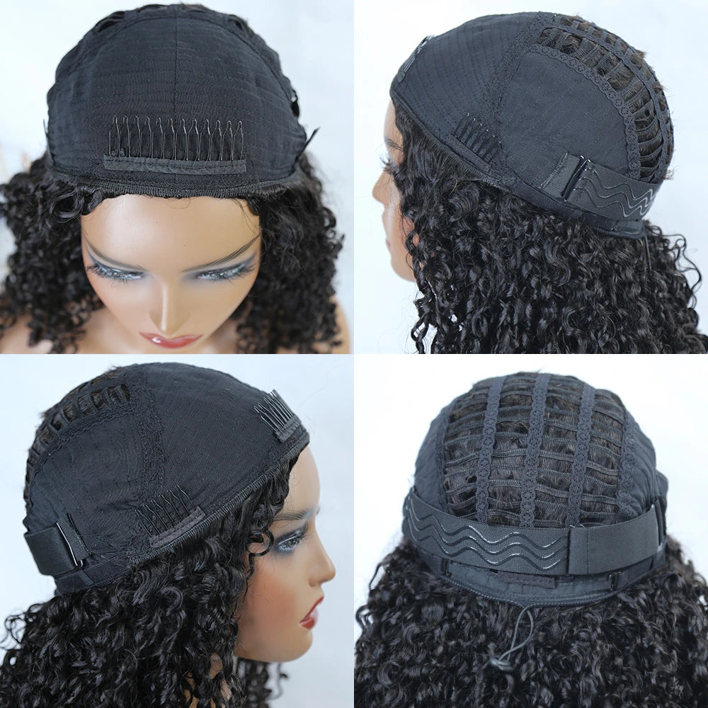 Half Wig Flip Over Kinky Curly Coily Curly Wig Seamless for Woman