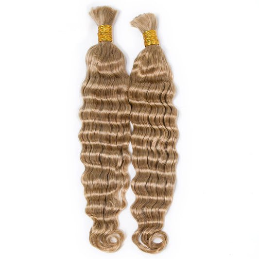 Honey Blonde Loose Deep Wave Bulk Hair Extensions for Braiding