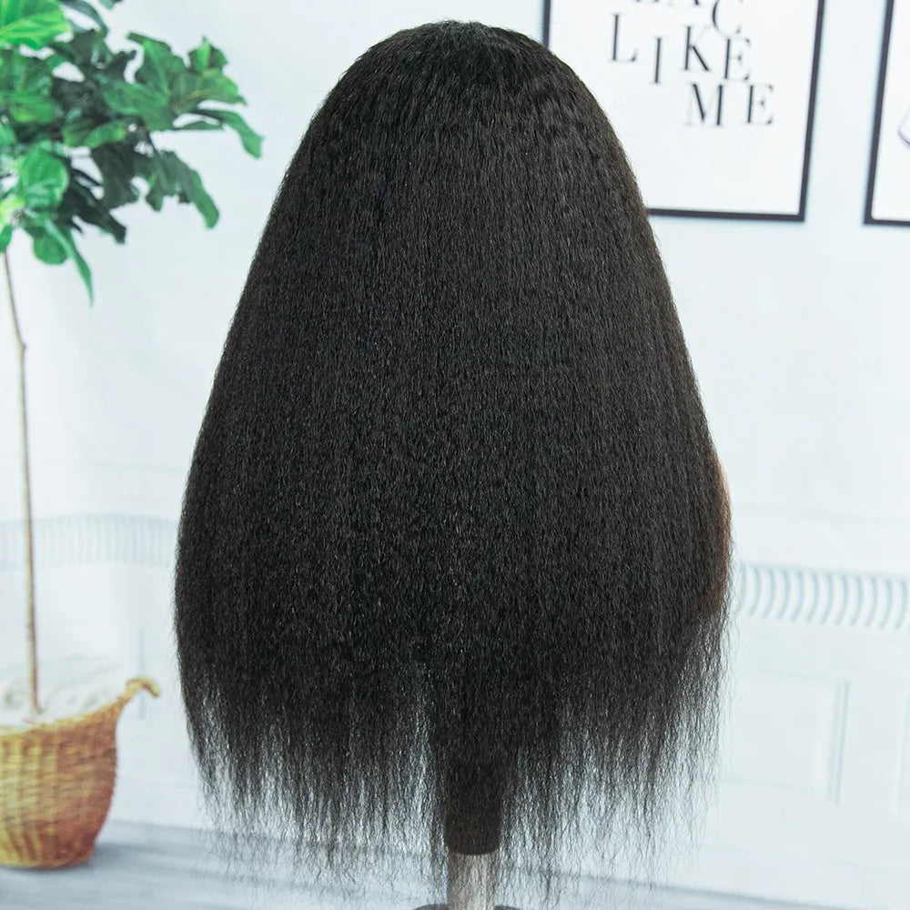 Human Hair Kinky Straight Half Wig