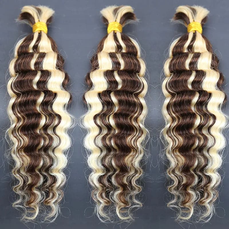 #4/#613 Piano Color Deep Wave Bulk Hair Extensions for Braiding