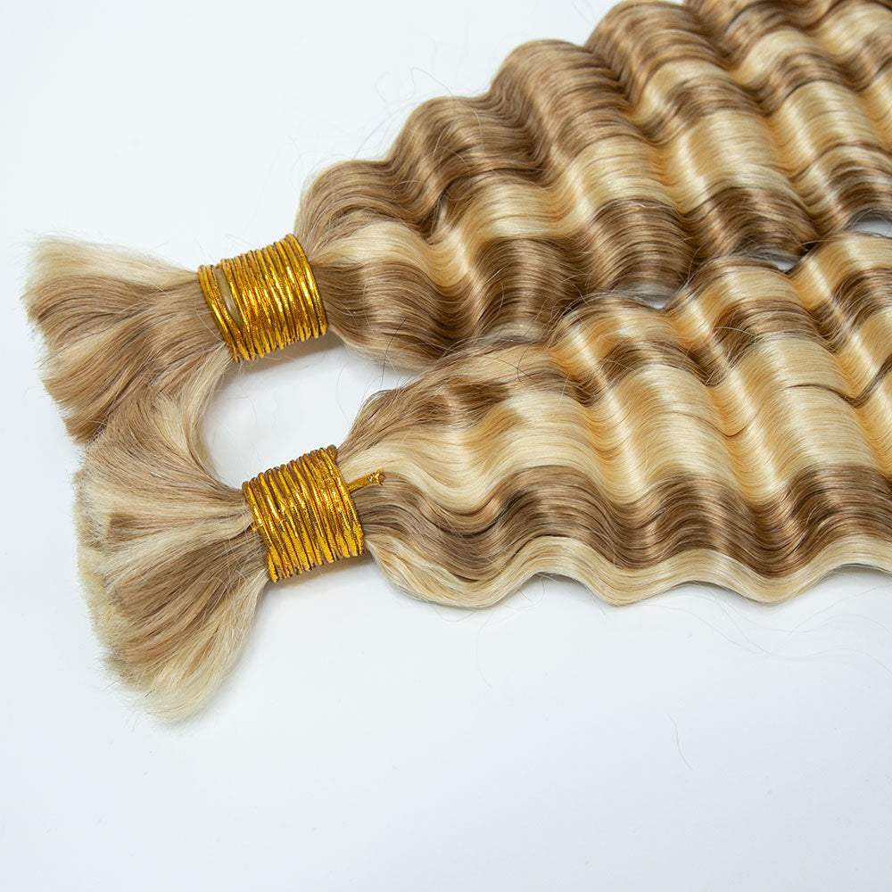 #27/#613 Piano Color Deep Wave Bulk Hair Extensions for Braiding