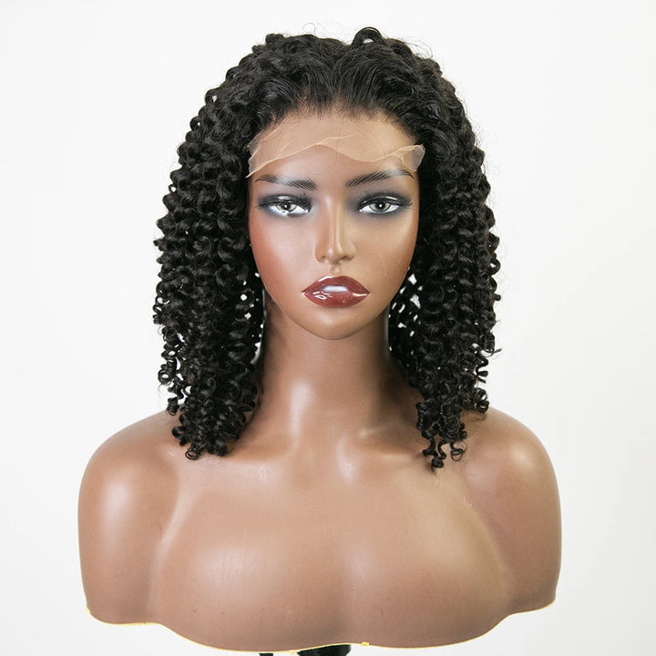 18 Inch 150% Density Curly Natural Color 5x5 Lace Front Wig for Sale Y51122