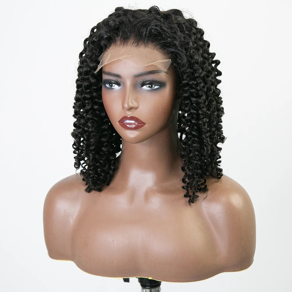 18 Inch 150% Density Curly Natural Color 5x5 Lace Front Wig for Sale Y51122