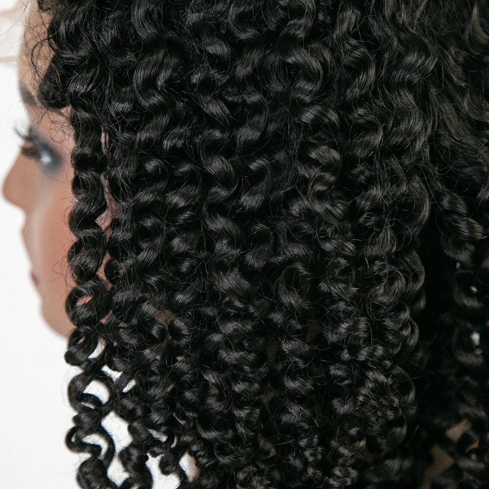 18 Inch 150% Density Curly Natural Color 5x5 Lace Front Wig for Sale Y51122