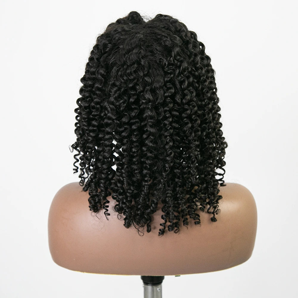 18 Inch 150% Density Curly Natural Color 5x5 Lace Front Wig for Sale Y51122