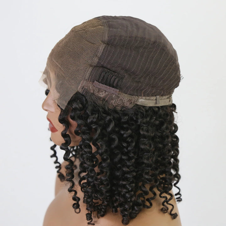 18 Inch 150% Density Curly Natural Color 5x5 Lace Front Wig for Sale Y51122