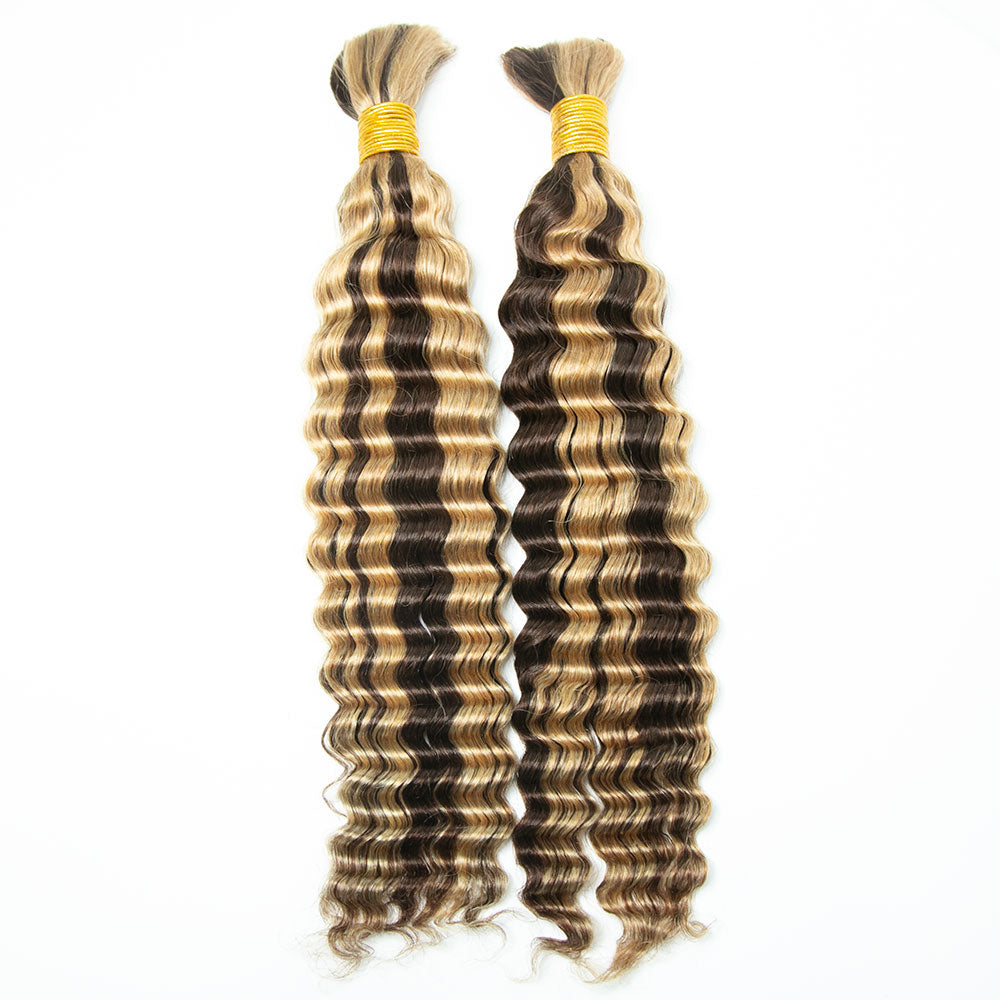 #4/#27 Piano Color Deep Wave Bulk Hair Extensions for Braiding
