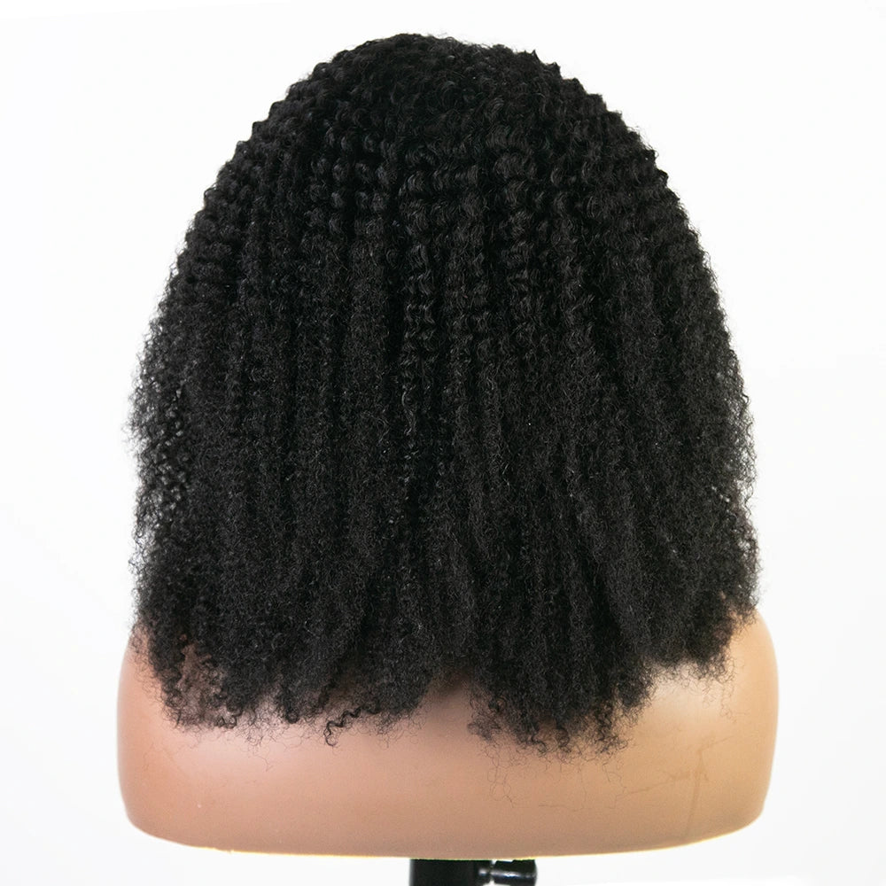 16 Inch 150% Density Natural Color Kinky Curly Human Hair Headband Wig for Sale Y51119