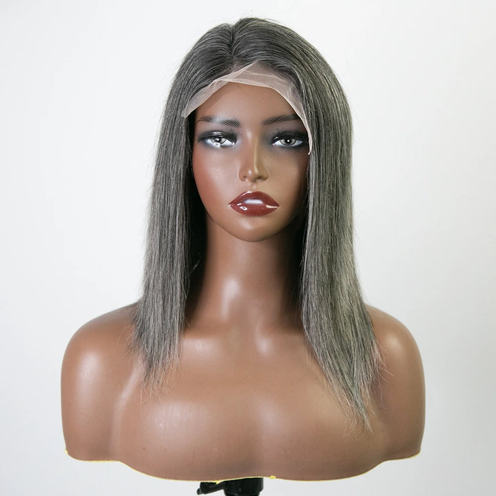10 Inch 150% Density Straight Salt Pepper 1x4 Right T-Part Lace Front Bob Wig for Sale Y51130