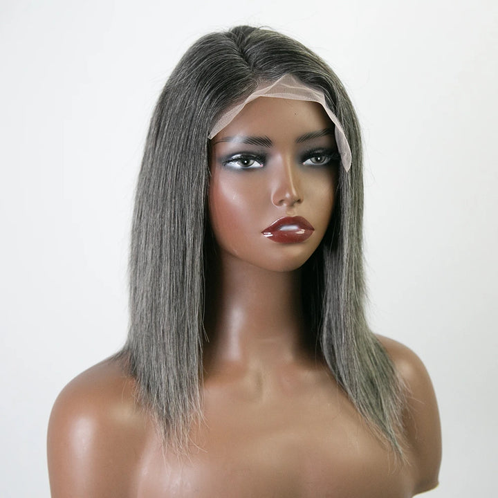 10 Inch 150% Density Straight Salt Pepper 1x4 Right T-Part Lace Front Bob Wig for Sale Y51130