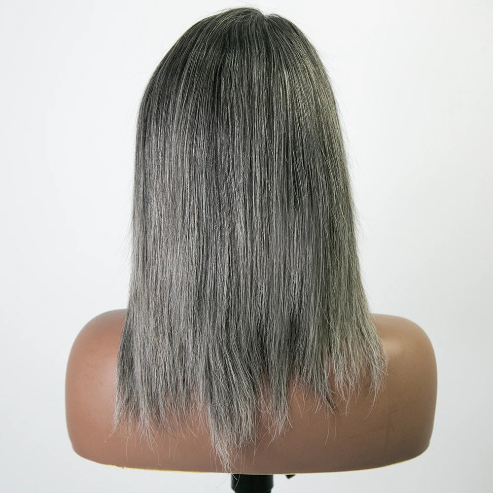 10 Inch 150% Density Straight Salt Pepper 1x4 Right T-Part Lace Front Bob Wig for Sale Y51130