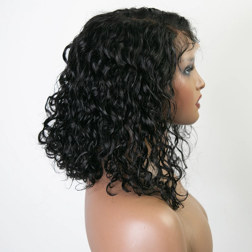 12 Inch 150% Density Loose Deep Wave Natural Color 13x6  Lace Front Bob Wig for Sale Y51131