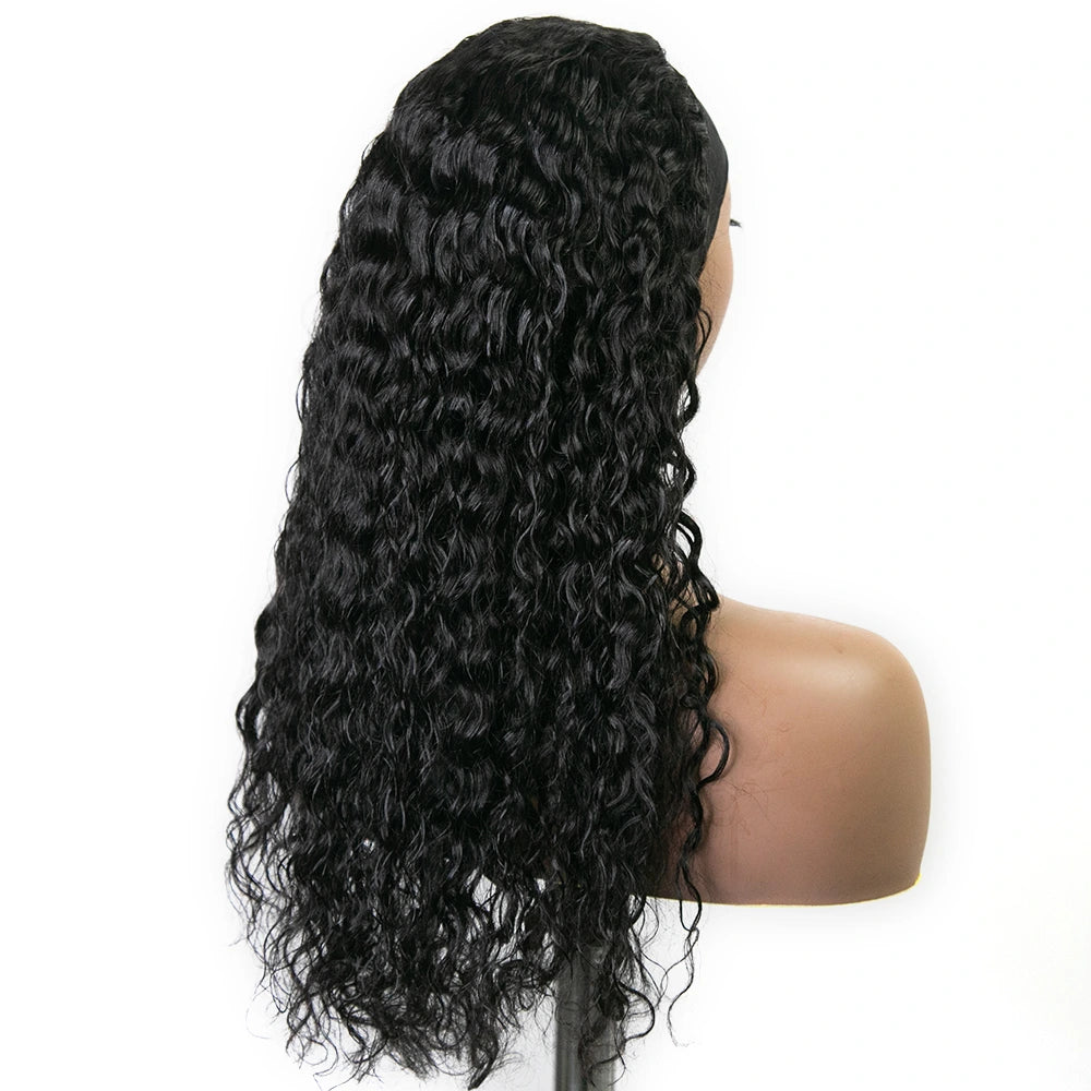 22 Inch 150% Density Natural Color Loose Wave Human Hair Headband Wig for Sale Y51129