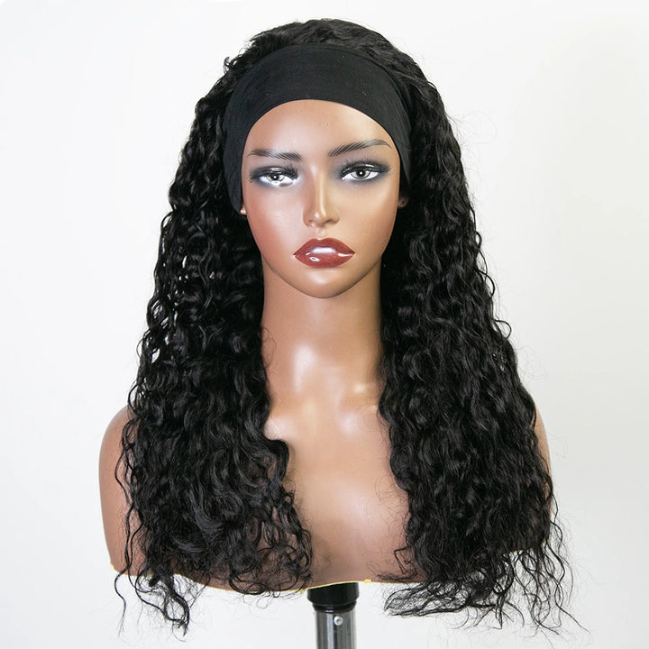 22 Inch 150% Density Natural Color Loose Wave Human Hair Headband Wig for Sale Y51129