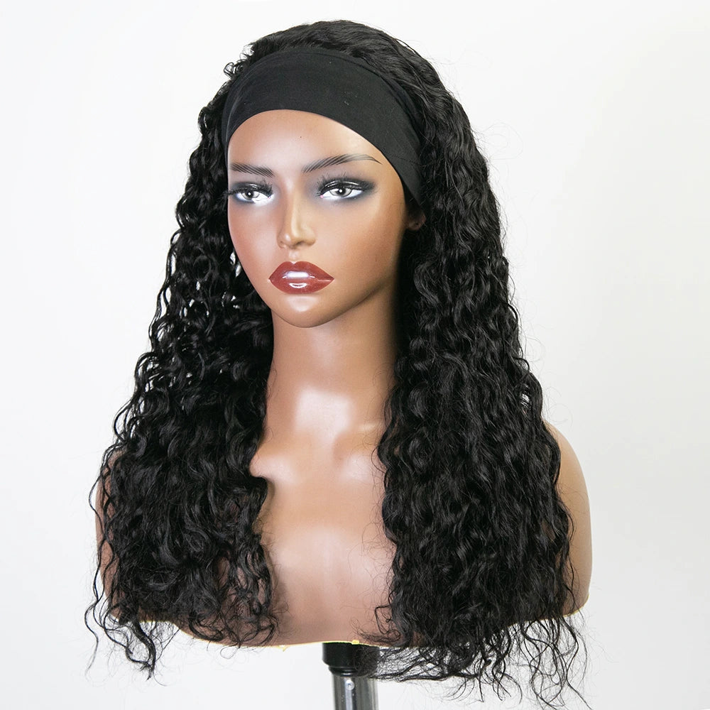 22 Inch 150% Density Natural Color Loose Wave Human Hair Headband Wig for Sale Y51129