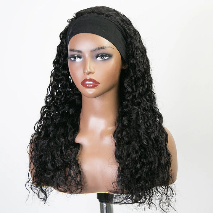 22 Inch 150% Density Natural Color Loose Wave Human Hair Headband Wig for Sale Y51129