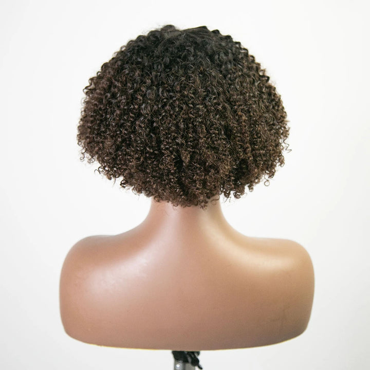 12 Inch 150% Density T1/B4 Curly Human Hair Bob Wig with Bangs for Sale Y51132