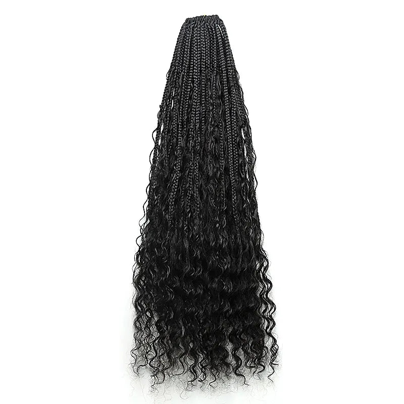 24 inch Boho Crochet  Deep Wave Braids with Human Hair Curls