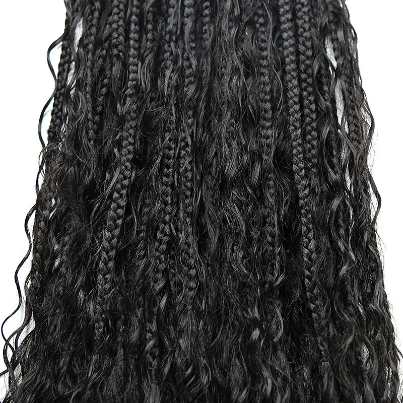 Braids with Human Hair Curls 24 inch Crochet Boho Deep Wave 