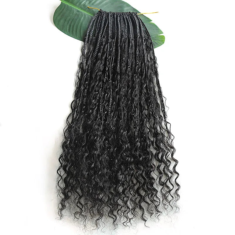 24 inch  Boho Crochet Deep Wave Braids with Human Hair Curls