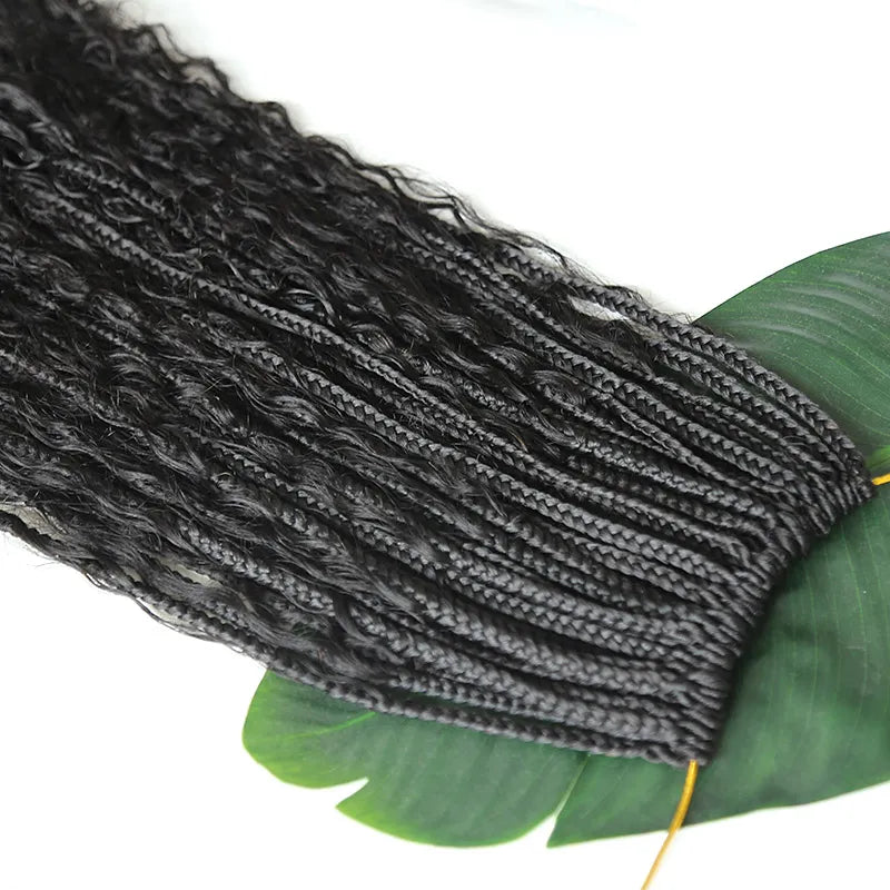 Crochet Boho 24 inch Deep Wave Braids with Human Hair Curls