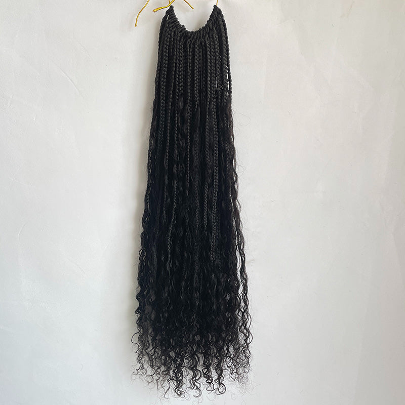 24 inch Crochet Bohowith Human Hair Curls Deep Wave Braids 