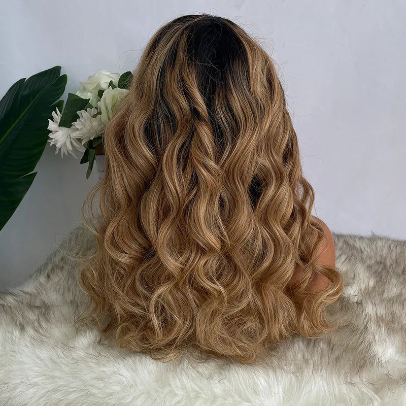 20 inch 150% density Honey Blonde with Dark Roots Body Wave Headband for Sale MT230929