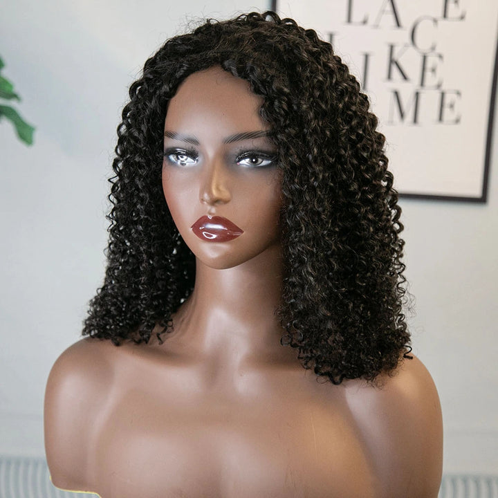 18 Inch 180 Density Deep Curly Natural Color 3/4 Half Wig for Sale YY-257