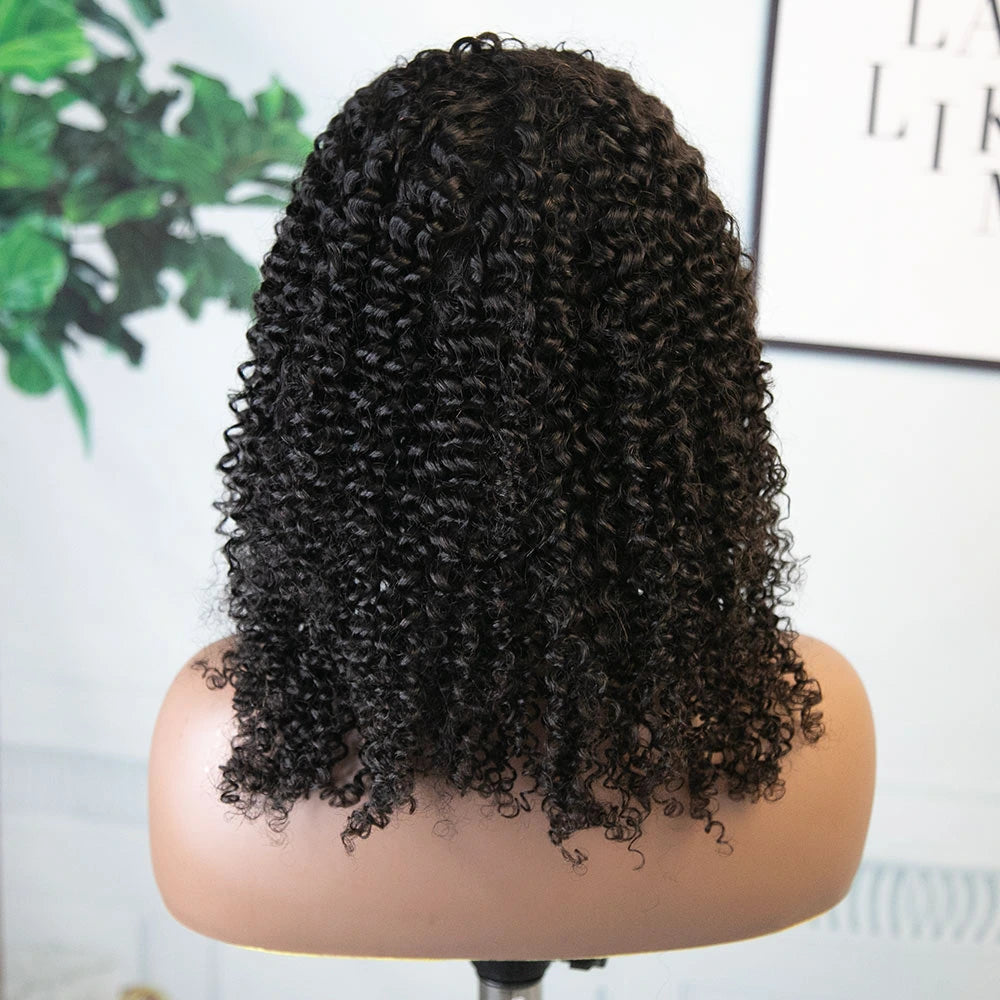 18 Inch 180 Density Deep Curly Natural Color 3/4 Half Wig for Sale YY-257