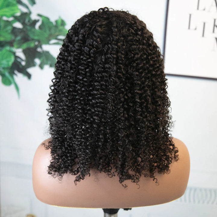 18 Inch 180 Density Deep Curly Natural Color 3/4 Half Wig for Sale YY-257