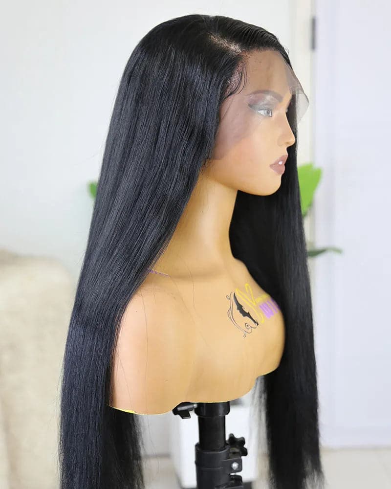 #1B Black 20 inch 150% density Silky Straight 13x4 Lace Front Wig for Sale MTMT