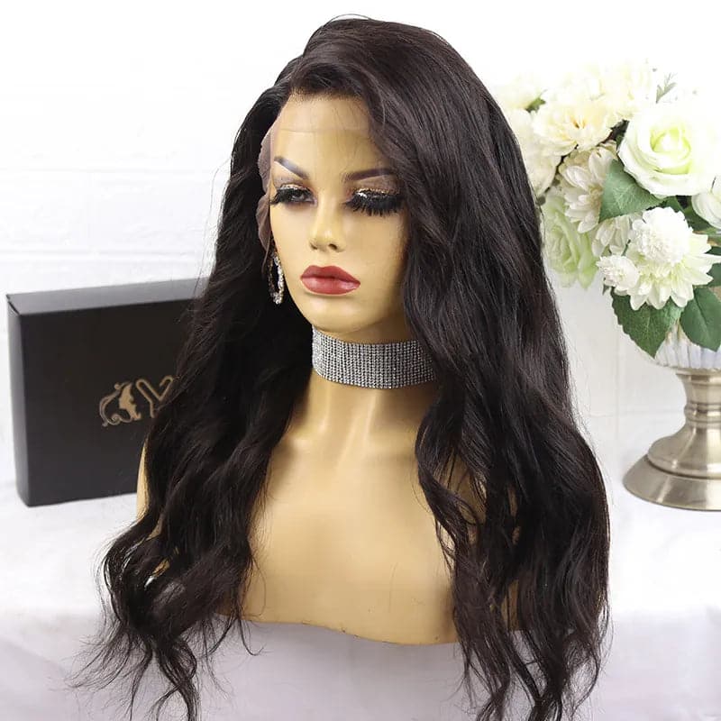 #1B Black 20 inch 150% density Body Wave 13x4 Lace Front Wig for Sale MTMT