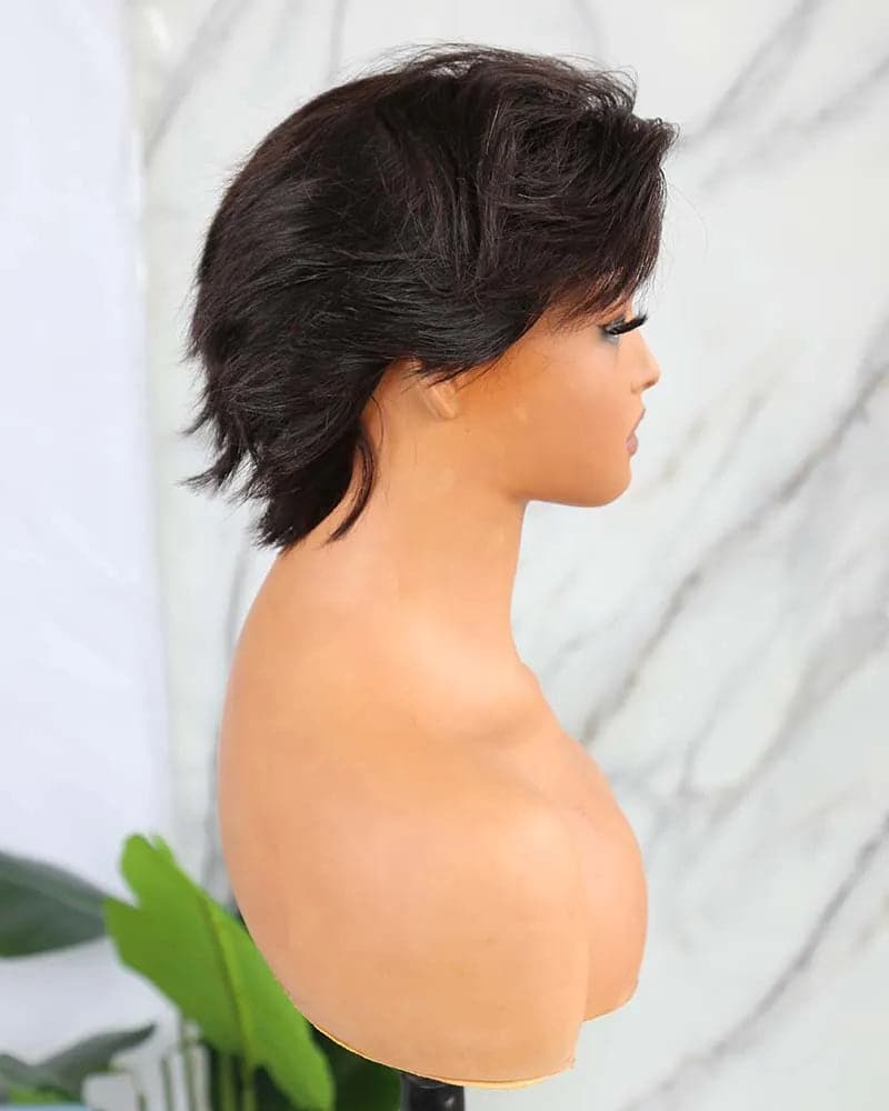 6-8 inch 150% density Pixie Cut 4x4 Lace Closure Wig for Sale MT04
