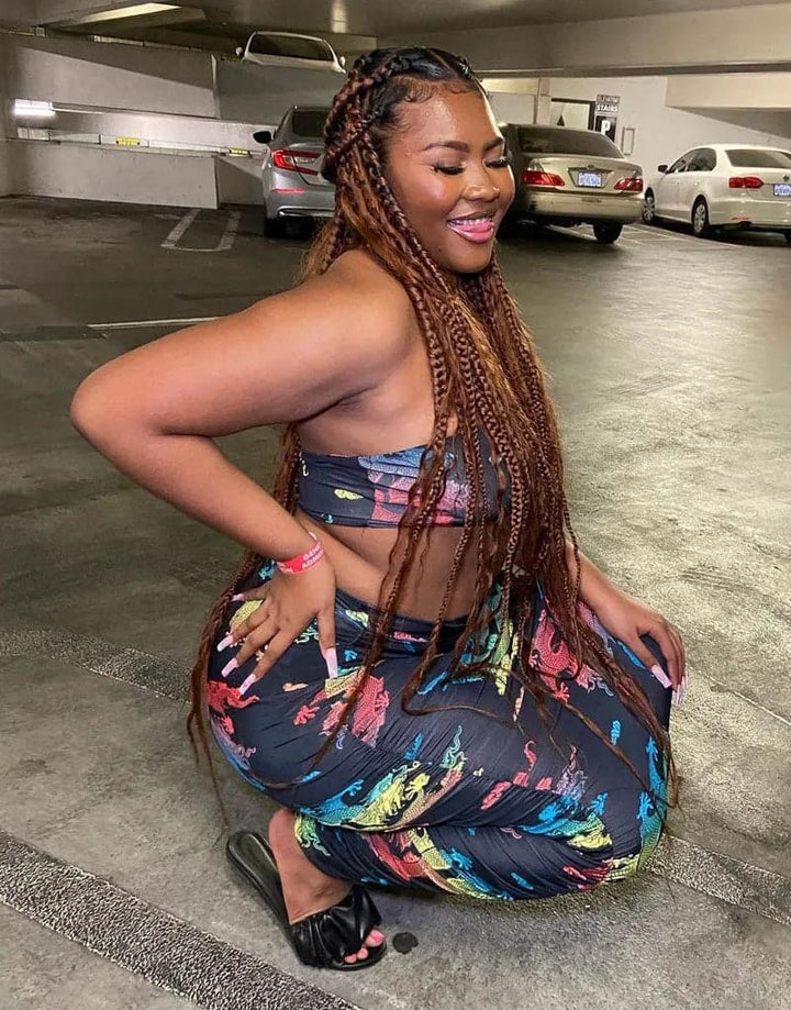 colored boho knotless braids