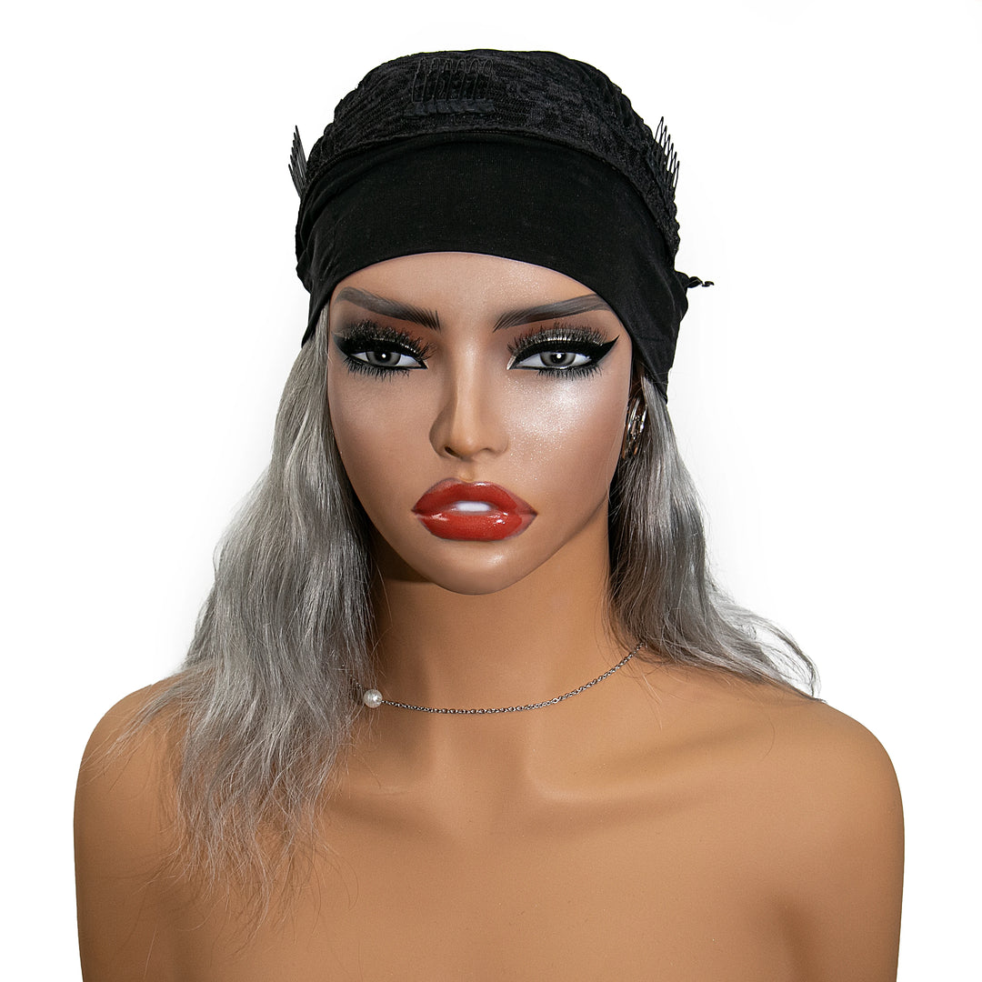 12 Inch 150% Density T1B/Gray Body Wave Human Hair Headband Wig for Sale EAWO