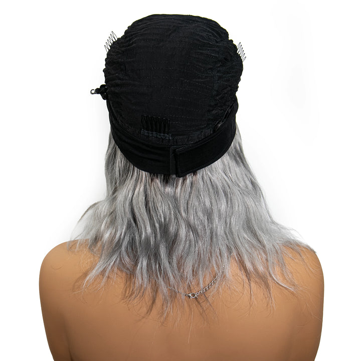 12 Inch 150% Density T1B/Gray Body Wave Human Hair Headband Wig for Sale EAWO