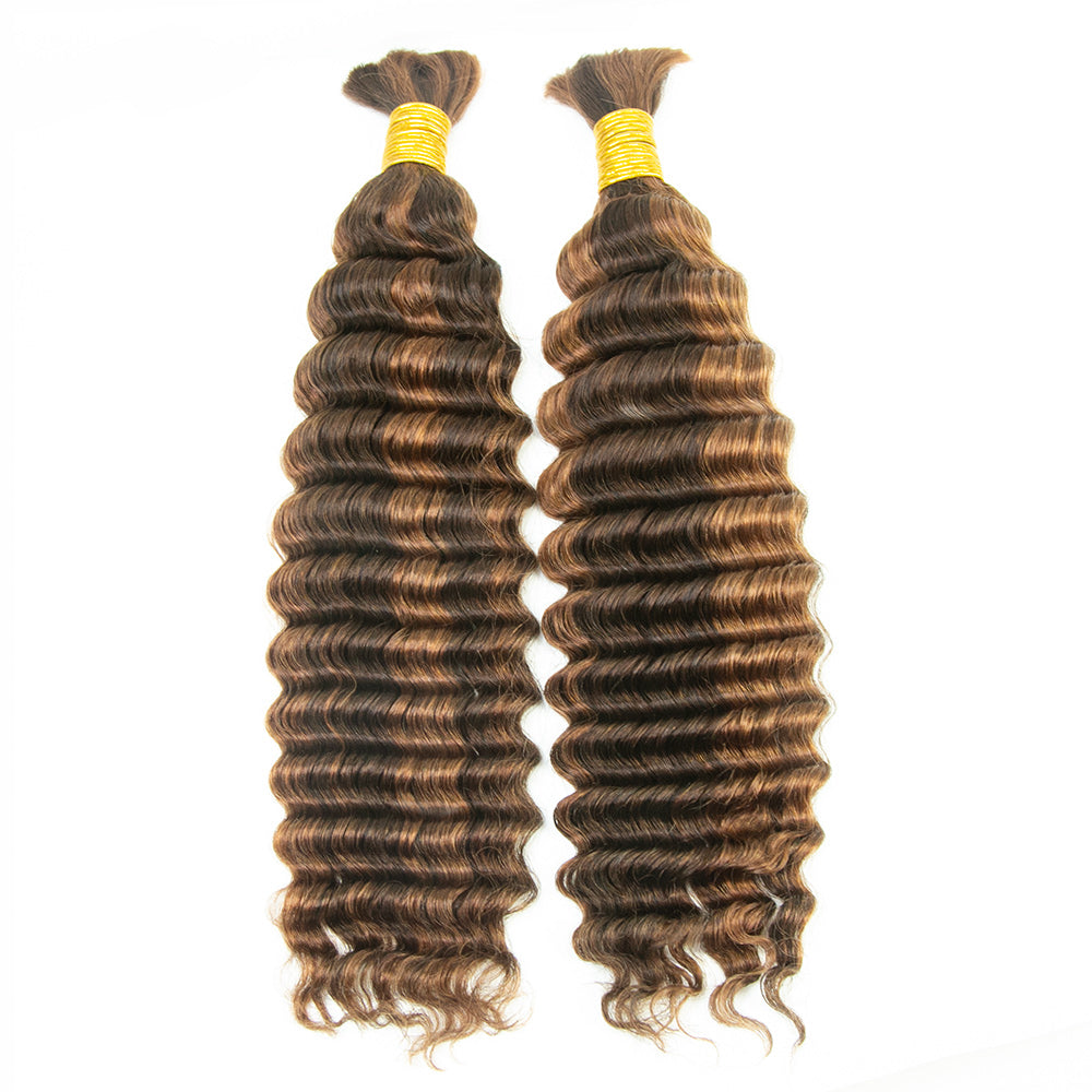 #4/#30 Piano Color Deep Wave Bulk Hair Extensions for Braiding