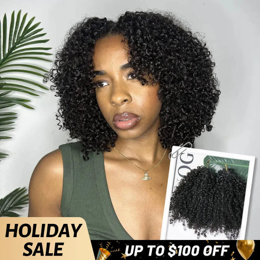 KINKY CURLY E1 CROCHET UP TO 100 HUMAN HAIR