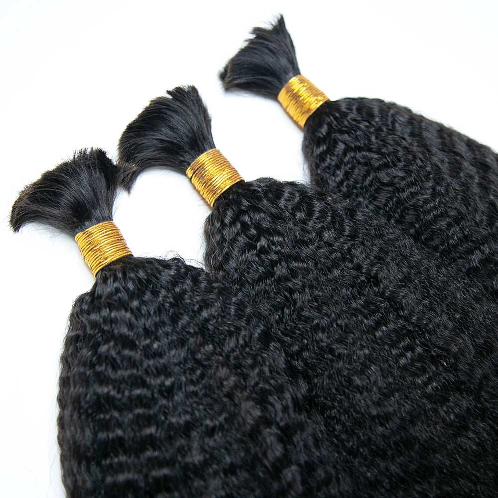 Kinky Straight Double Drawn Human Braiding Hair for Woman