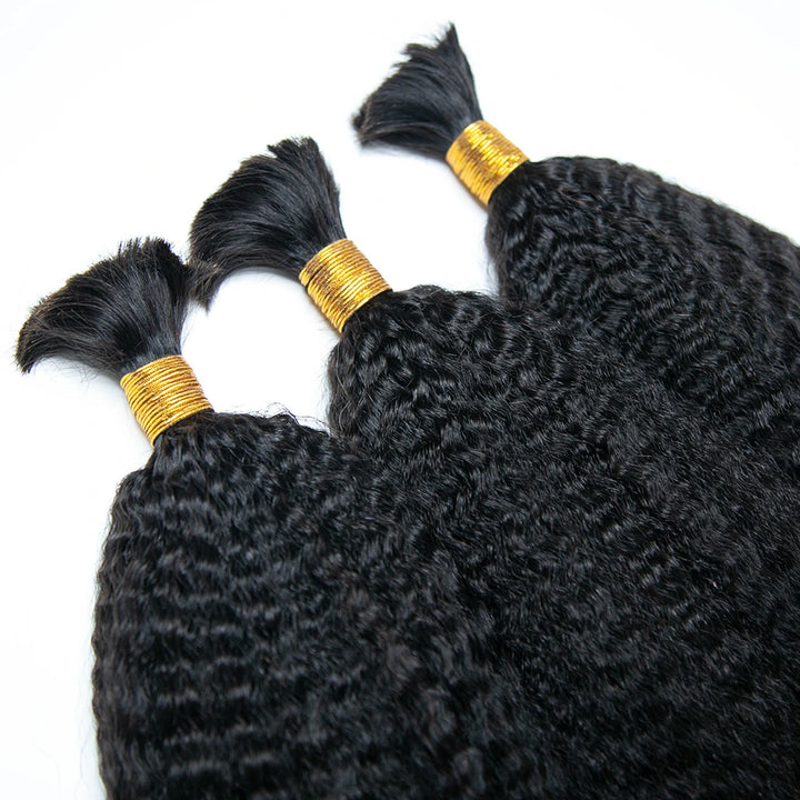 Kinky Straight Double Drawn Human Braiding Hair for Woman