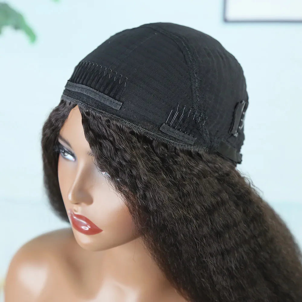 Kinky Straight Flexible Fit Human Hair Half Wig 