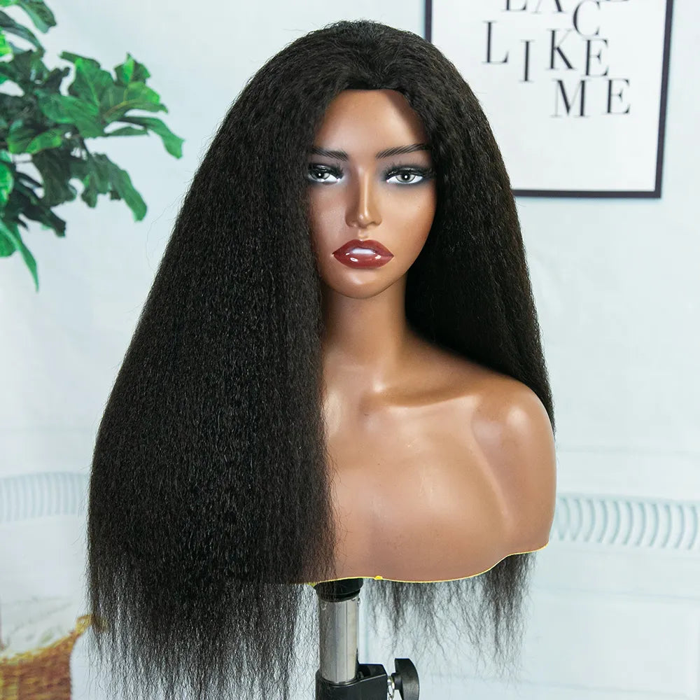 Kinky Straight Human Hair Half Wig 