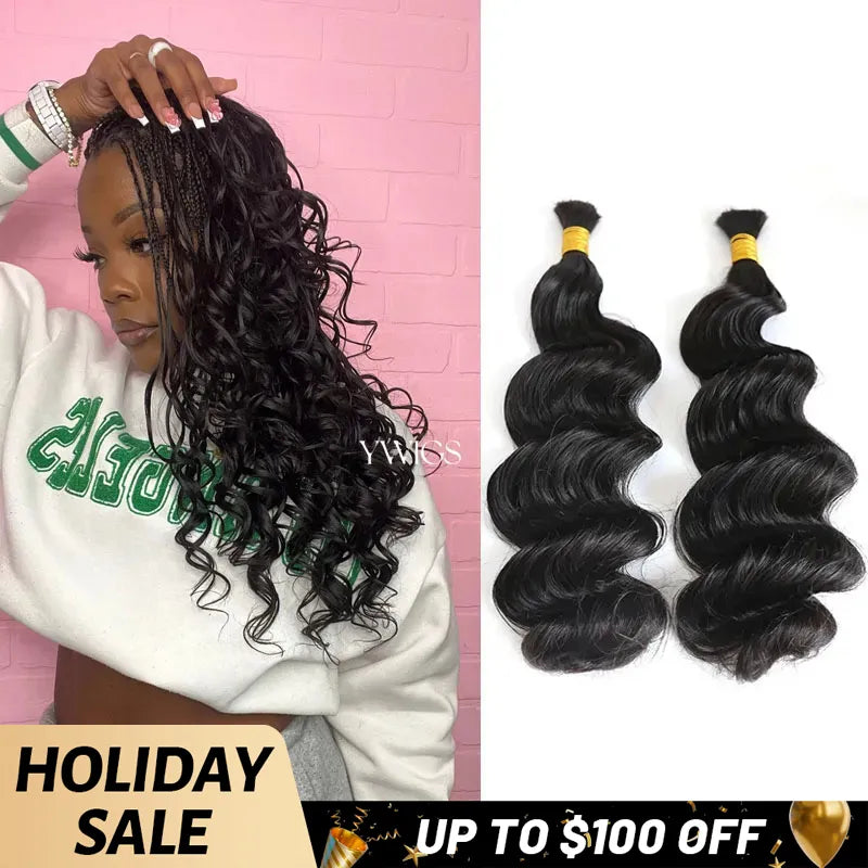 LOOSE WAVE DOUBLE DRAWN BULK HAIR UP TO 100 SALE