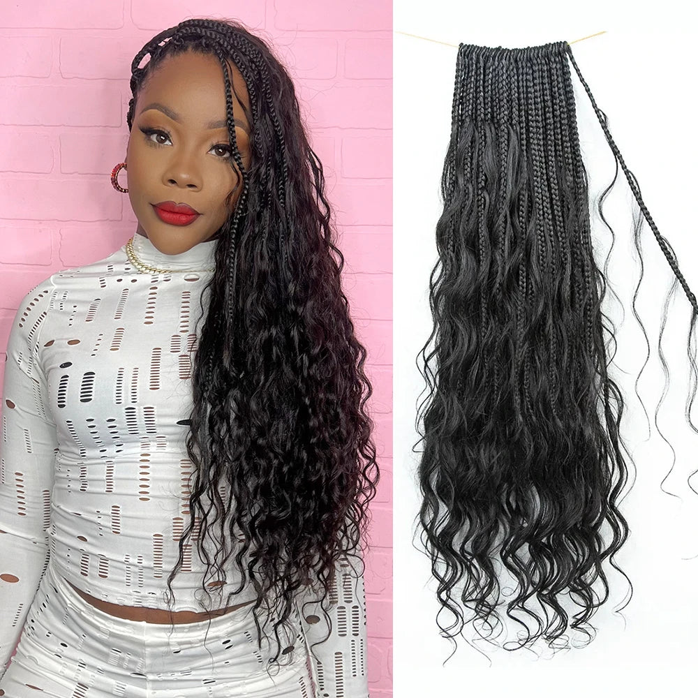 LOOSE WAVE MERMAID BRAIDS WITH HUMAN HAIR CURLS