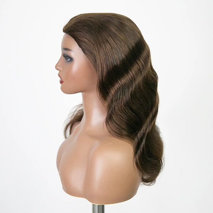 Light brown human hair half wig for quick install