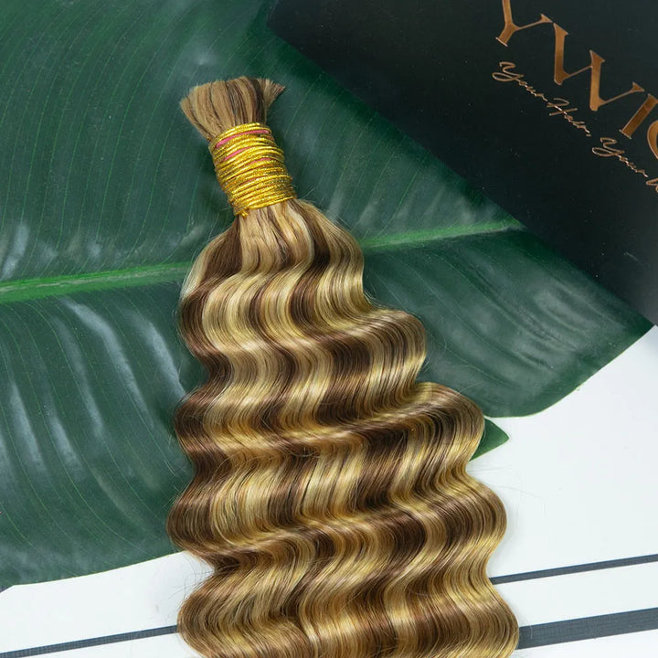 Mix Color Blend #27/#30/#613 Deep Wave Bulk Human Braiding Hair